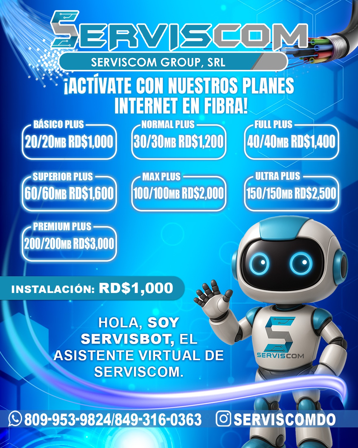 Volante promocional con los planes de internet de Serviscom